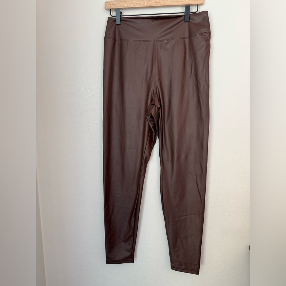 aerie Faux Leather Leggings in Brown